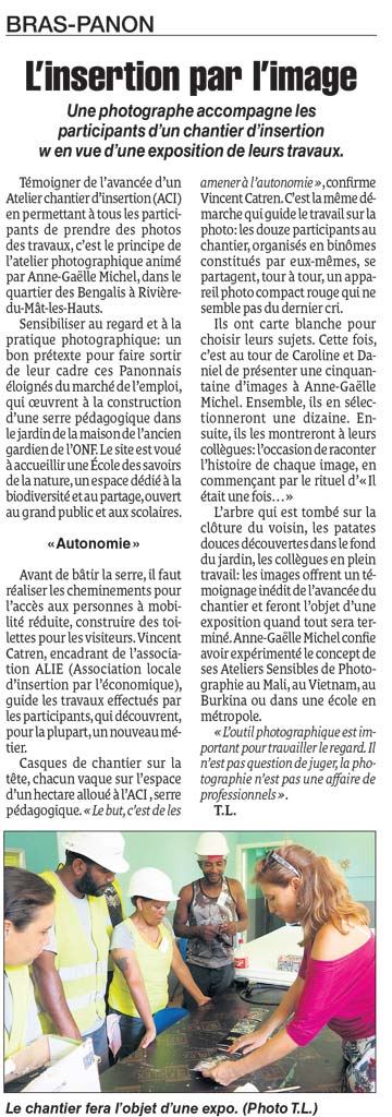 Atelier sensible de photographie à Bras Panon