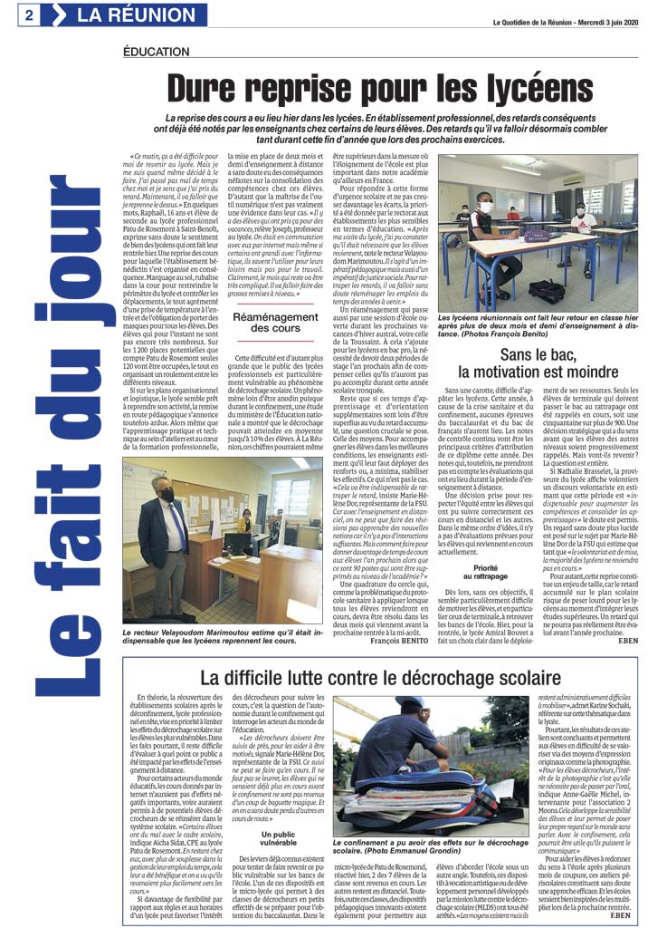 Le Quotidien - Des ateliers en faveur du décrochage scolaire